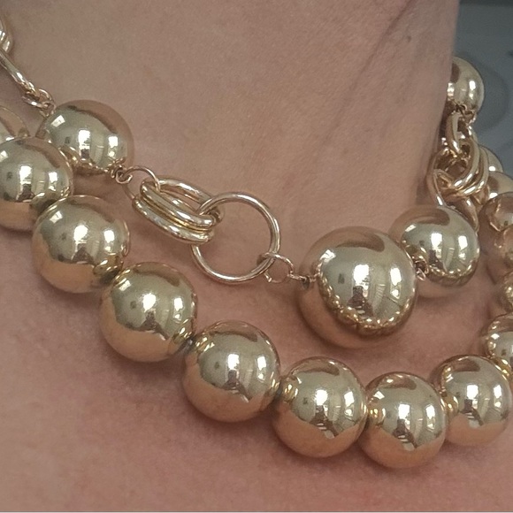 NWOT Anthologie Gold Beaded Necklace Set 16” - Picture 1 of 5